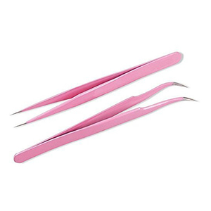 Pince à épiler professionnelle pour cils à 90 degrés avec pointe en fibre, acier, longueur 10 mm, antistatique, pour extension de cils - Product Image 2