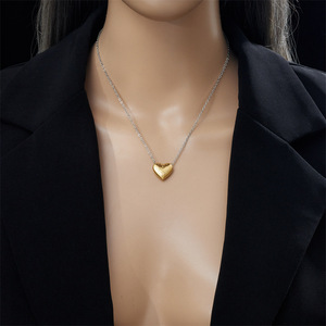 2024 nuevo collar con colgante de corazón de oro de acero inoxidable Simple sin deslustre 18K chapado en oro O cadena boda para mujer - Product Image 2