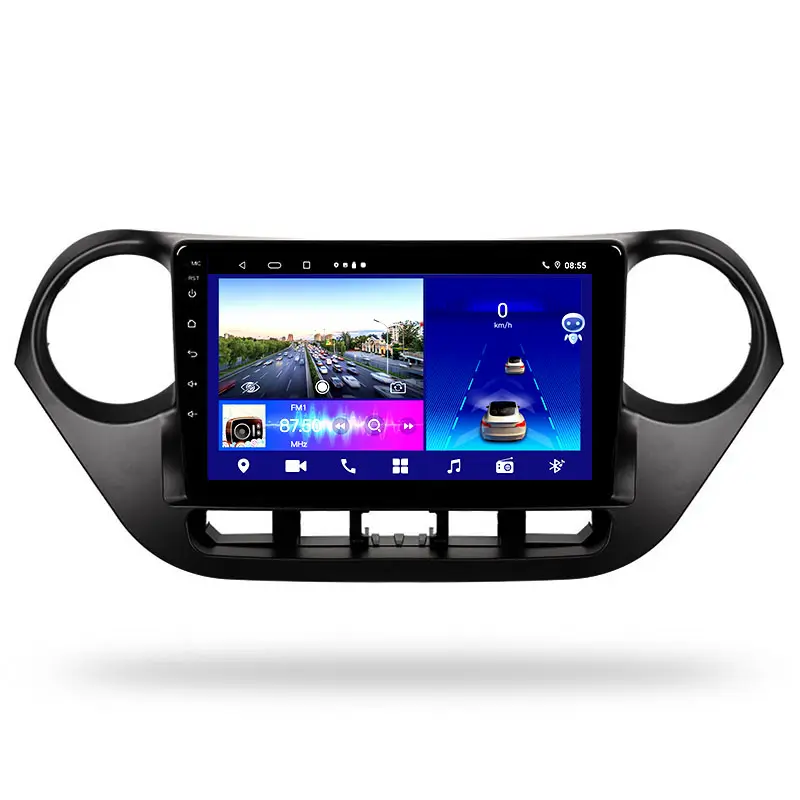 9 Inch Android 10.0 Autoradio Gps Navigatie Ondersteuning Wifi 4G Usb Dvr Obdii Dab Voor Hyundai I10 (rechts)