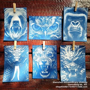 Kit d'art cyanotype A6, 30 papiers, 6 motifs animaux, ensemble complet prêt à l'emploi, création de texture cyanotype, tutoriel de création DIY - Product Image 4