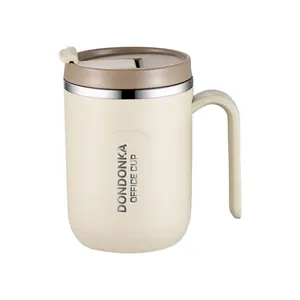 Tasse isolée en acier inoxydable 304 avec paille pour le petit déjeuner et le café du travailleur de bureau Tasse à thé au lait Tasse portable à eau avec couvercle