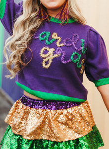 Dear-Lover Nuovi Arrivi all'Ingrosso, Maglione a Maniche Corte con Grafica <span class=keywords><strong>Viola</strong></span> per il Mardi Gras - Product Image 3