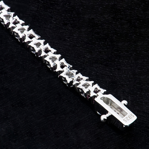 Fine Jewelry 925 Silver Rhodium Plated Heart Shape Corundum <strong>Ruby</strong> #5 and Moissanite <strong>Diamond</strong> Tennis Chain Bracelet for Girl - Product Image 6