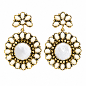 Orecchini vintage con conchiglia turchese, regalo per feste da donna - Product Image 1