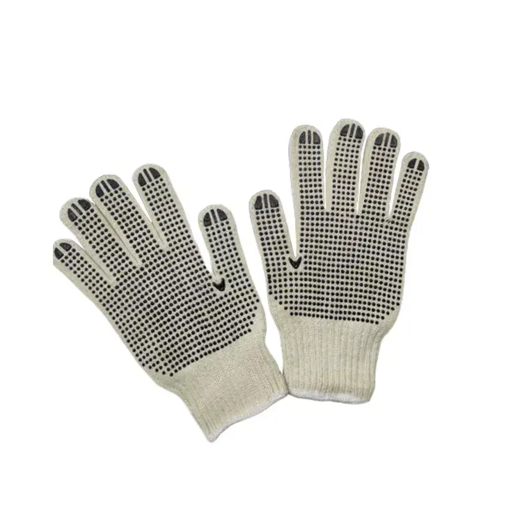 Genez Wholesale New Design Industrial Safety Work Gloves 7 Gauge Soft Palm Dot White Cotton Working Safety Gloves