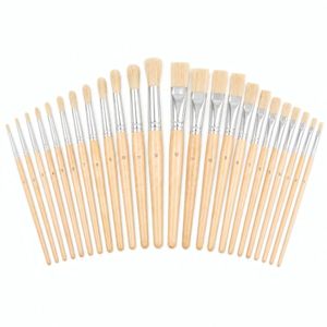 Juego de Pinceles Profesionales para Acuarela, Forma Plana, Pelo de Cerdas, Mango de Madera, para Pintura al Óleo - Product Image 1