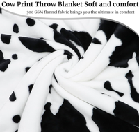 Couverture en peluche chaude et douce à motif vache noire, en polaire et flanelle, pour canapé, lit, voyage, décoration de chambre à coucher