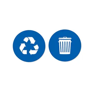 Recycle and Trash Sticker Logo Symbol to Organize Trash cans or Garbage containers and Walls Small Blue Vinyl Decal Sticker