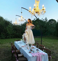 YN Décoration de mariage de haute qualité Support de cadre en métal de lustre réglable de pièce maîtresse haute