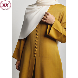 Modest Classic Kemeja Ladies Women Clothing Nice Beaded Style Elegant Front Button Peplum Suit Baju Kurung Muslim <strong>Tunic</strong> <strong>Tops</strong> - Product Image 2