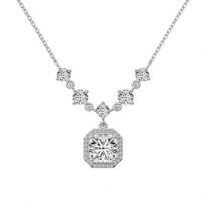 Collier pendentif Dylam Dainty Charm en argent sterling 925 plaqué rhodium avec chaîne à maillons et zircon cubique rose 5A - Product Image 1