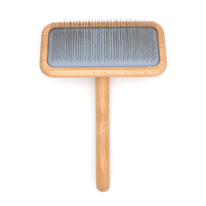 Brosse à lisser pour chien de toilettage pour animaux de compagnie avec manche en bois incurvé avec coussin d'air en caoutchouc super doux brosse pour animaux de compagnie - Product Image 1