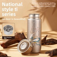 Taza Aislada de Titanio con Diseño Moderno y Minimalista, con Infusor de Té, Portátil, para Exteriores, en Caja de Regalo