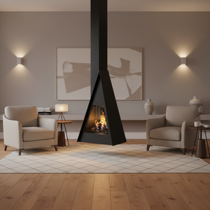 Cheminée suspendue de luxe sur mesure en <span class=keywords><strong>bois</strong></span>, <span class=keywords><strong>poêle</strong></span> design suspendu pour villa, maison d'hôtes, salon - Product Image 3