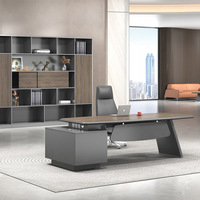 CEO Table en bois Mobilier de bureau modulaire Bureau de direction Nouveau design Dessus de table moderne Bureau gris en bois de noyer
