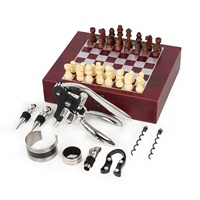 Coffret Cadeau Deluxe Personnalisé Ouvre-Bouteille Lapin avec Jeu d'Échecs Tire-Bouchon à Levier Vertical Ouvre-Bouteilles à Vin Personnalisés