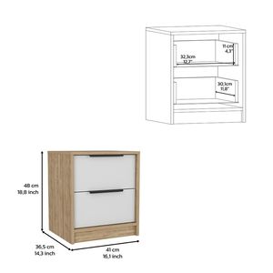 Mesita de noche/gabinete de madera maciza moderna DB, acabado blanco/Pino, dos cajones con manija de metal para uso en apartamentos - Product Image 2