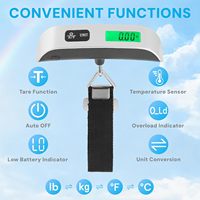 Báscula de equipaje de viaje con cinta métrica, superventas, precisa, 50 kg, báscula de mano, báscula electrónica portátil exprés