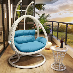 Uovo appeso sedia con supporto in Rattan sedia a dondolo esterno per giardino Patio balcone impermeabile uovo sedia appesa - Product Image 5