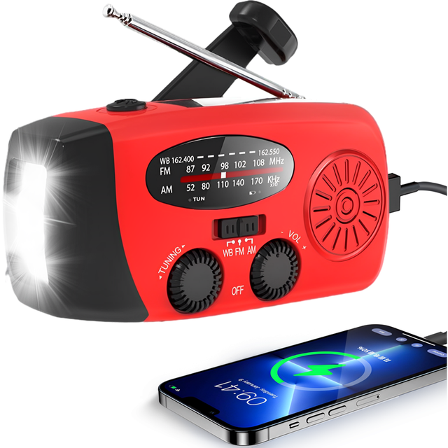 Factory Wholesale Solar Power Bank 2000Mah Emergency Crank Radio With Flashlight