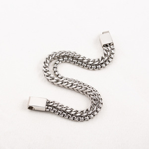 yunnique Men's Double Layer Cuban <b>Chain</b> Bracelet <b>Titanium</b> Steel 18cm 20cm Gift Jewelry Hip Hop Style - Product Image 4
