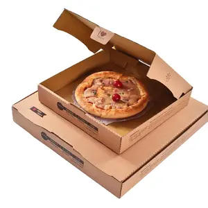 Экологически чистая упаковка для пищевых продуктов из крафт-бумаги с принтом логотипа на заказ, черная, красная, зеленая коробка для пиццы на вынос