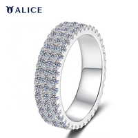 Großhandel ALICE Mode 925 Sterling Silber Ring Klassischer Moissanit Breiter Massiver Ring Verlobungsring Ehering Paarring Geschenk