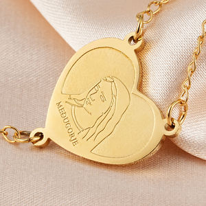 Kalung Rosario Panjang Emas Stainless Steel Katolik dengan Liontin Hati Bunda Maria - Product Image 5