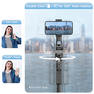 Trípode telescópico ajustable de 360 grados con seguimiento facial por IA C17, control por gestos, clip desmontable para teléfono y palo <span class=keywords><strong>selfie</strong></span>. - Product Image 6