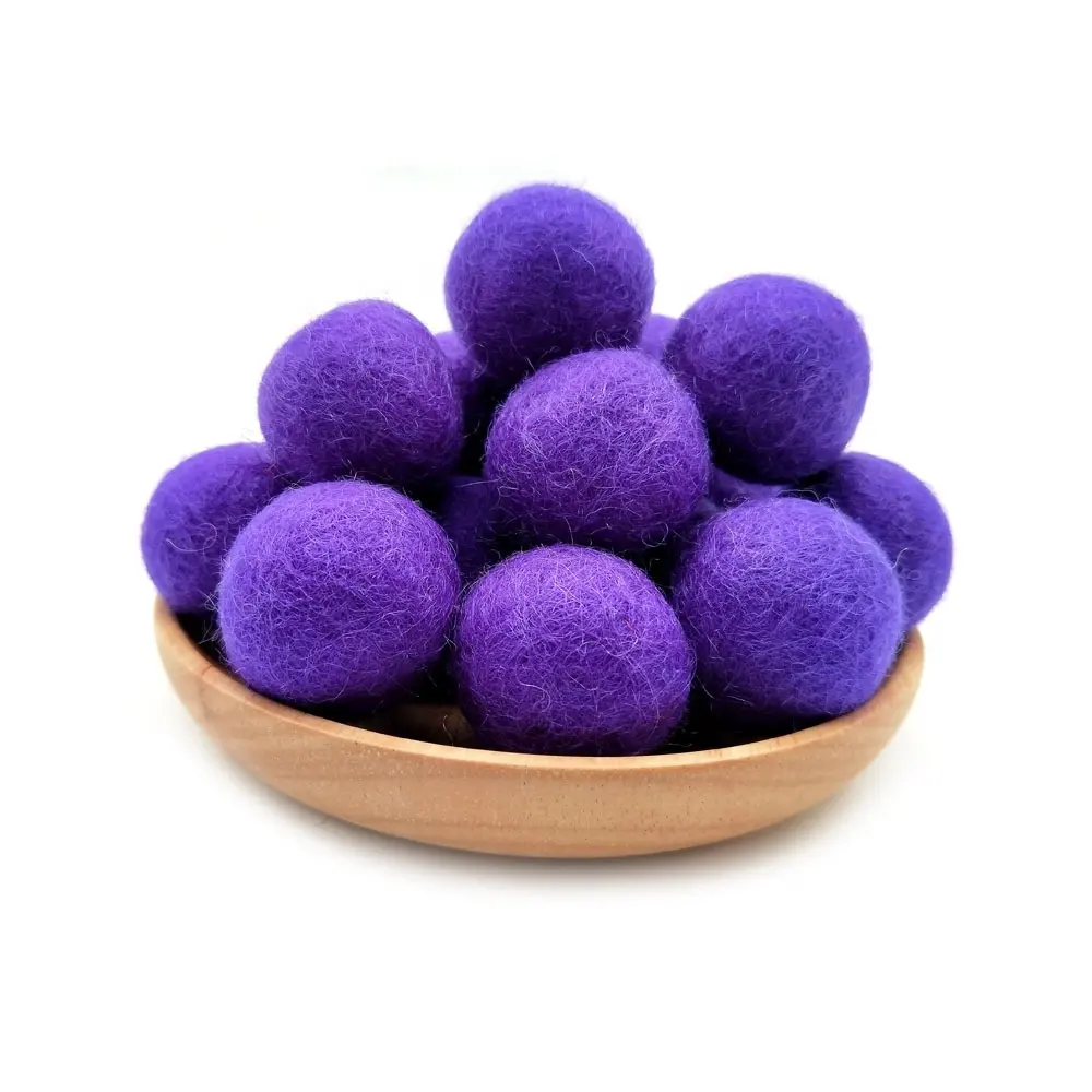 Bolas de pompons artesanais de 2.5 cm, bolas de feltro naturais e coloridas feitas à mão, decoração de nepal, 100% lã