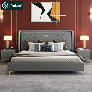 Modern custom designed wood bed frame simple double iron metal bed frame used on gas lift ottoman storage bed