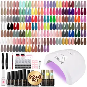 ROSALIND Kit d'ongles professionnel avec étiquette privée OEM, grande lampe UV 100 couleurs, ensemble de vernis à ongles en gel avec outils de manucure