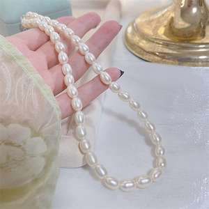 Collar de Perlas de Arroz de Plata Pura de Zhuji Danshui, Estilo Zhao Lusi, Versátil, Resistente, con un Atractivo Suave, Descuento al por Mayor para Personas Mayores - Product Image 4