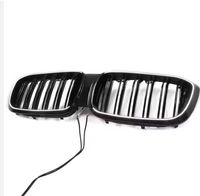 Grille de pare-chocs avant ABS noir brillant Double ligne avec lumière LED pour Bmw X3 G01 2018-2021