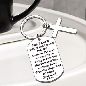 Llavero de Acero Inoxidable, Llavero Metálico con Cruz Bíblica, Amuleto de Oración y Bautismo para Niños, un Regalo del Niño Jesús - Product Image 2