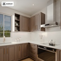 Meuble de cuisine classique avec portes en bois massif, aménagement en U, livraison en kit, boîtes de rangement en MDF et rangement coulissant