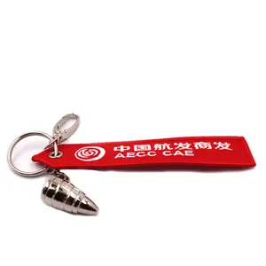 Aviation Souvenir Airline gift Plane propeller Metal 3D Aeroengine Keychain with custom logo Woven Braid Tape