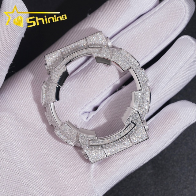 High Quality Fashion Iced Out Moissanite diamond Watch case Bezel Silver Plated