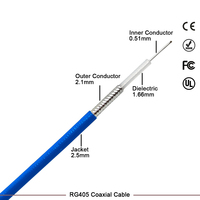 Cable Coaxial Semiflexible RG 405 (.086) con Revestimiento Azul, Cable Coaxial RF de Alta Estabilidad para Transmisión de Señal FPV