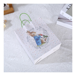 Rubans d'emballage à la main Sacs en papier cartonné Sacs d'artisanat en carton blanc estampage à chaud Cadeaux Shopping <span class=keywords><strong>Sac</strong></span> Natural <span class=keywords><strong>Craft</strong></span> - Product Image 2