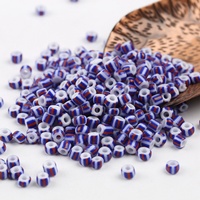 Manik-manik Kaca Bohemian Bergaris Motif Labu 5mm, Kemasan Besar 450g untuk Pembuatan Perhiasan Gelang DIY