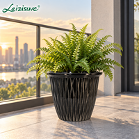 Pot de fleurs moderne en plastique côtelé, grand bac à plantes décoratif noir ondulé en résine écologique durable pour intérieur et extérieur cm