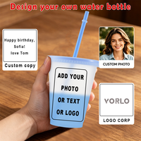 Gobelets en plastique personnalisés anti-fuite de 16 oz, changeant de couleur, avec logo personnalisé, ornement de Noël, sans BPA, pour boissons froides