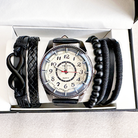 Jam Tangan Kulit Pria Mewah OEM Sport Quartz Dial Besar Model Fashion Set Jam Tangan Pria Montre Femme