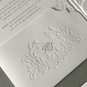 Tùy chỉnh sang trọng chết cắt lá vàng lời mời đám cưới RSVP thẻ letterpress Thiết kế bao gồm cả phong bì giấy bìa in ấn - Product Image 2