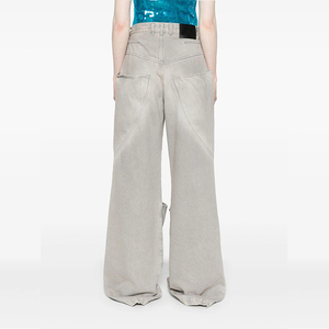 <span class=keywords><strong>Jeans</strong></span> da donna grigio chiaro <span class=keywords><strong>con</strong></span> fondo a campana Sexy Super ampio Streetwear <span class=keywords><strong>con</strong></span> grandi tasche stile Casual per donna - Product Image 3