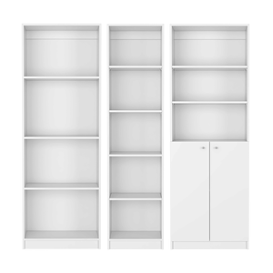 Simla 3-Piece White Living Room Set with 3 Bookcases & <b>Bookshelves</b> - Product Image 2