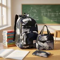 Lot de 3 sacs à dos Oxford pour étudiants avec sac à déjeuner et trousse, personnalisable avec logo, pour enfants garçons et filles, vente en gros directe usine