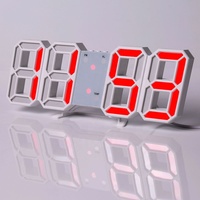 Reloj despertador de pared Digital Jumbo, con pantalla de brillo, LED, luz nocturna, Snooze, para el hogar, cocina, oficina, estilo moderno, Relojes de pared 3d