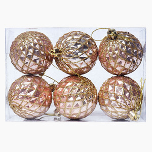 6cm <b>Plastic</b> Electroplated Special-shaped Christmas Ball Ornaments Hand Painted Round Baubles Xmas <b>Tree</b> Holiday Decorations - Product Image 5
